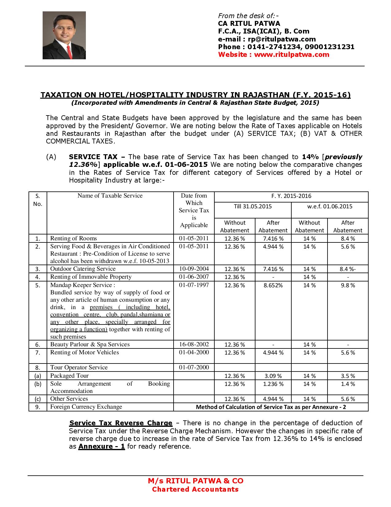 Service Tax Rate Chart For Fy 2016 17